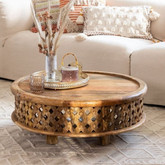 Indian Crafts Cylindrical Craving Coffee Table