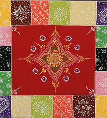 Modern Handpainted Bedside Table with Mango Wood Side Table with Drawer Storage