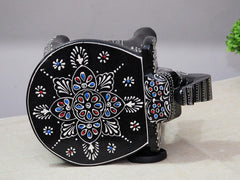 Handcrafted and Emboss Painted Colorful Wooden Elephant Decorative Showpiece Stool