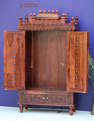 Handmade Sheesham Wood Mandir,Pooja Temple,Indian Hindu Mandir With LED