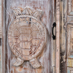 Handcrafted Cupboard Turtle Design Reclaimed Wood 110cm