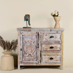 Handcrafted Cupboard Turtle Design Reclaimed Wood 110cm