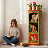 Hand-Painted Wooden Storage Cabinet – Vibrant Boho Accent Shelf for Home Décor