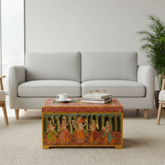 Mango Wood Hand-Painted Storage Trunk Chest For Living Room Decor