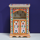 Floral Cottage core Nightstand Table, Living Room Decor Solid Wood Storage Side Table,