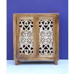 Solid Mango Wood Cabinet, Hand Carved Cabinet And Bedside