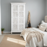 Mango Wood Crafted Tallboy For Bedroom Storage