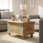 Mango Wood Blanket Chest With Mandala Painting