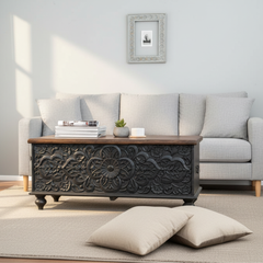 Mango Wood Blanket Chest With Charcoal Finish