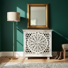 Mango Wood Bedside Cabinet With White Washed