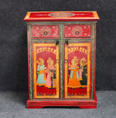 Hand-Painted Indian Bedside Cabinet: Solid Wood Living Room Sideboard