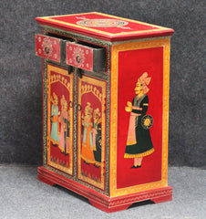 Hand-Painted Indian Bedside Cabinet: Solid Wood Living Room Sideboard