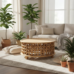 Mango Wood Center Coffee Table With Natural Finish