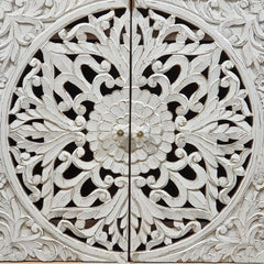 Carved Solid Wood Cabinet Buffet 90X43X90 CM White