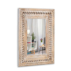 Wooden Carved Wall Mirror Frame (Brown Distress)