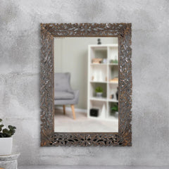 Wooden Mirror Frame (Dark Grey Distress)