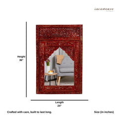 Wooden Carved Mirror Frame (Red Distress)