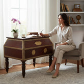 Mango Wood Storage Side Table With Brass Detailing