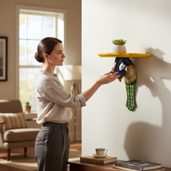 Hand-Painted Peacock Wall Shelf – Artistic Accent Rack for Modern Home Décor