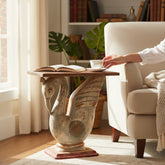 Mango Wood Duck Side Table For Living Area Decor