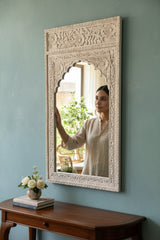 Hand-Carved Wooden Frame Mirror for Modern & Traditional Home Decor