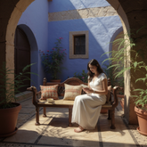 Mango Wood Camel Seating Bench With Brass Detailing