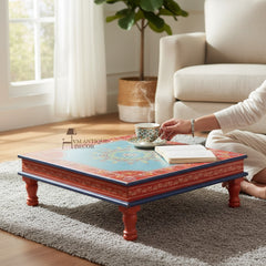 Hand-Painted Wooden Pooja Bajot For Religious Decor And Worship