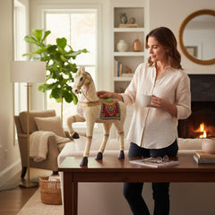 Mango Wood Decorative Horse Statue For Desk Top Decor