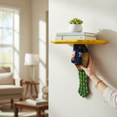 Hand-Painted Peacock Wall Shelf – Artistic Accent Rack for Modern Home Décor