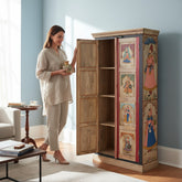 Hand-Painted Mango Wood Indian Storage Cabinet For Bedroom Storage