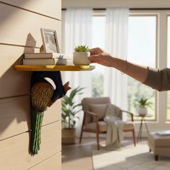 Hand-Painted Peacock Wall Shelf – Artistic Accent Rack for Modern Home Décor