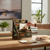 Hand-Painted Wooden Letter Holder Stand – Vintage Wildlife Desk Organizer for Home & Office Decor