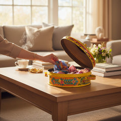 Indian Art Metal Storage Pot For Table Decor