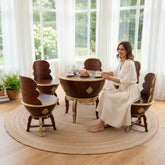 Mango Wood Dark Brown Coffee Table Set With Brass Detailing