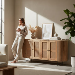 Mango Wood Four Door Sideboard With Cane Detailing