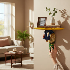 Hand-Painted Peacock Wall Shelf – Artistic Accent Rack for Modern Home Décor