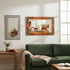 Hand-Painted Wooden Frame Mirror for Elegant Home Decor