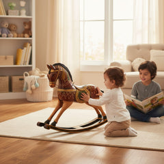Hand-Painted Wooden Rocking Horse Statue For Housewarming