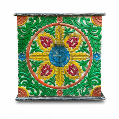 Hand-Carved Mango Wood Indian Painted Bedside Cabinet For Bedroom Storage