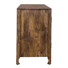 Hand Carved Mango Wood Sideboard: Indian Art Accent Cabinet