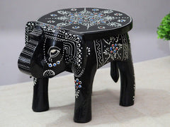 Handcrafted and Emboss Painted Colorful Wooden Elephant Decorative Showpiece Stool
