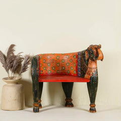 Elephant Chair - Boho Hand Painted Solid Teak Wood 100cm
