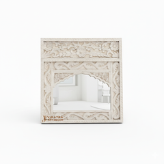 Wooden Carved Mirror Wall Decor, Distressed Bedroom Mirror