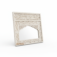 Wooden Carved Mirror Wall Decor, Distressed Bedroom Mirror