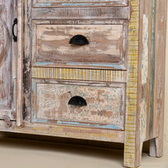 Handcrafted Cupboard Turtle Design Reclaimed Wood 110cm