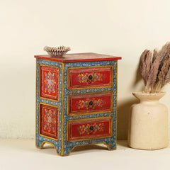 Hand Painted Reclaimed Wood Nightstands Vintage Style 70cm