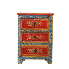 Hand Painted Reclaimed Wood Nightstands Vintage Style 70cm