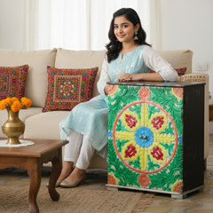 Hand Carved Mango Wood Bedside Cabinet: Indian Nightstand Sideboard