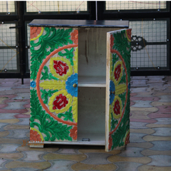 Hand Carved Mango Wood Bedside Cabinet: Indian Nightstand Sideboard