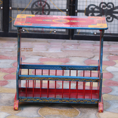 Mango Wood Boho Painted Console Table, Handicraft Indian Ethnic Art Living Room Console,